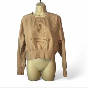Hard Rock beige cropped sweatshirt raised design logo size xs  the guitar hotel